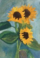 Gemälde Sonnenblumen drei Blumen Aquarell Kunst