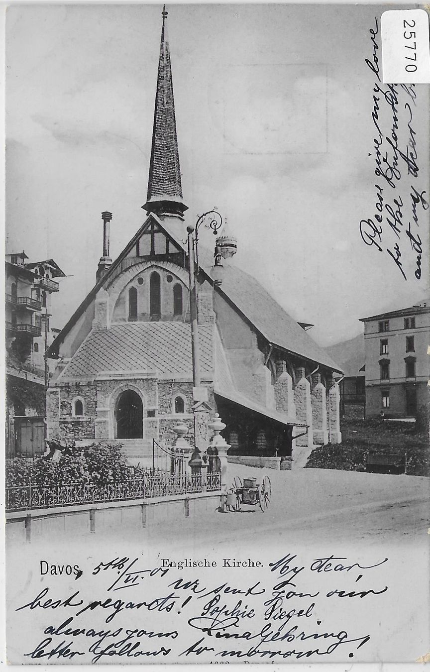 Ansichtskarten: Davos - Englische Kirche 1901 – Antik aus Ettingen von Kartenplanet