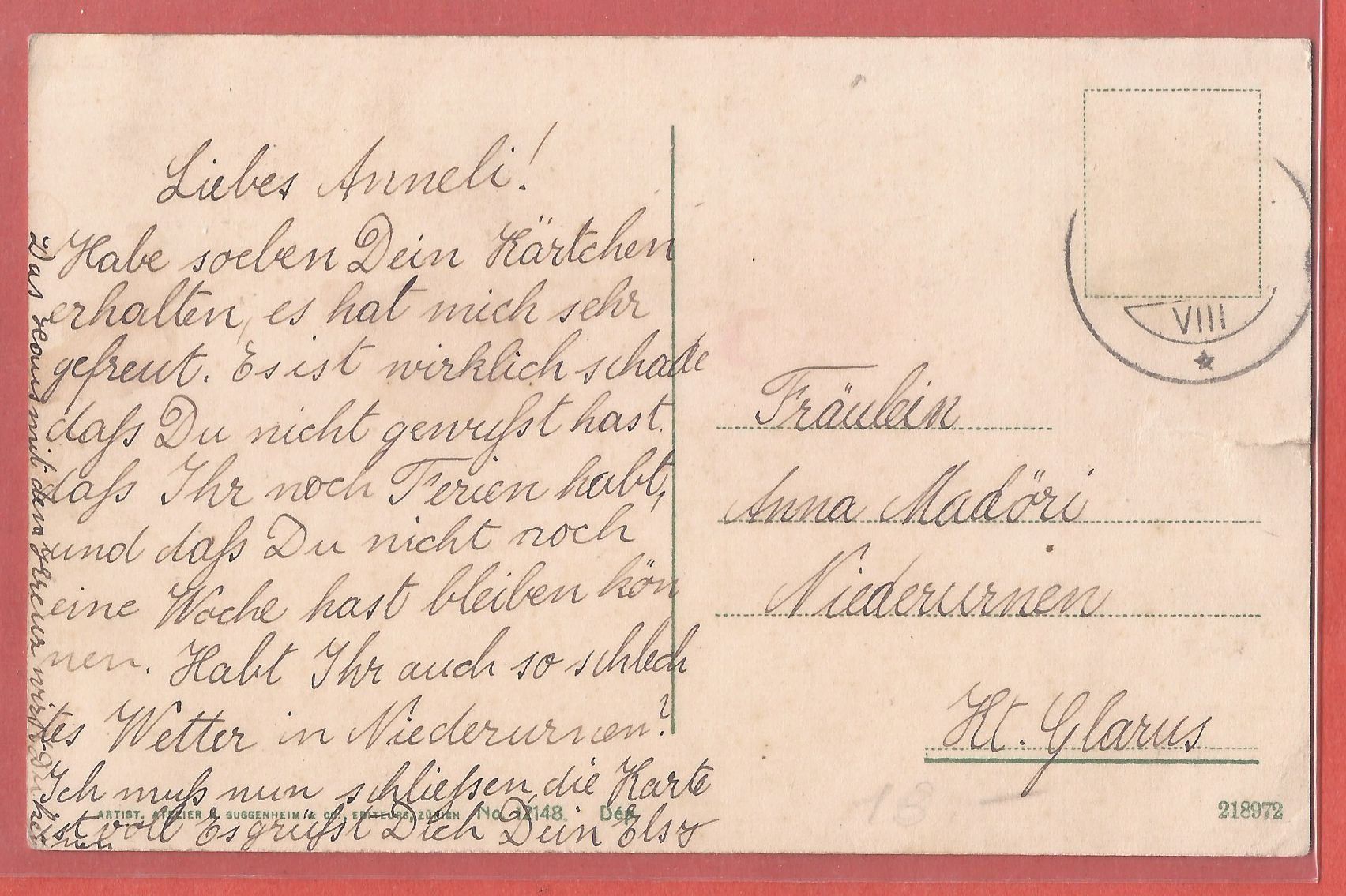 Cartoline postali: Adliswil - ca. 1915 - kleiner Riss – Usato da Fislisbach venduto da Porano 1