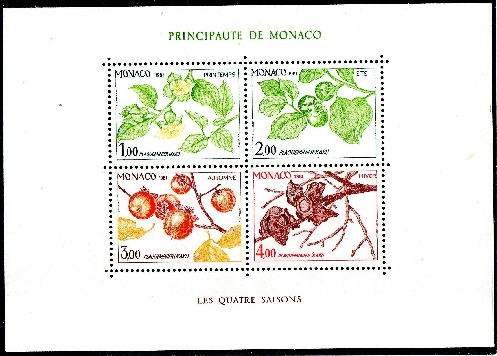 Tutti i francobolli: ** POSTFRISCH ** MONACO DIE VIER JAHRESZEITEN 1981 - MO 03 – Nuovo (secondo la descrizione) da Losone venduto da EM2019