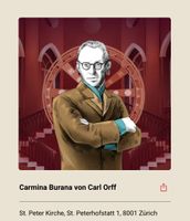 2  x Carmina Burana Tickets, St. Peter Zürich 16.10. 2026