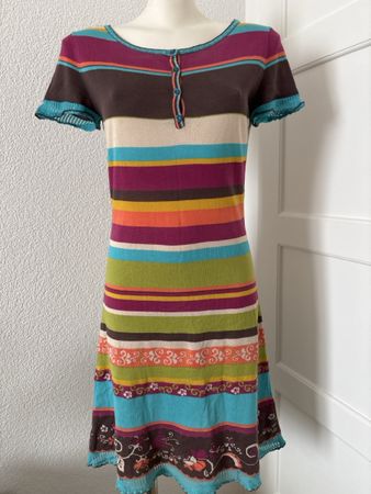 Kleid Ivko gestreift mit Blumenmuster Grösse 36 bunt