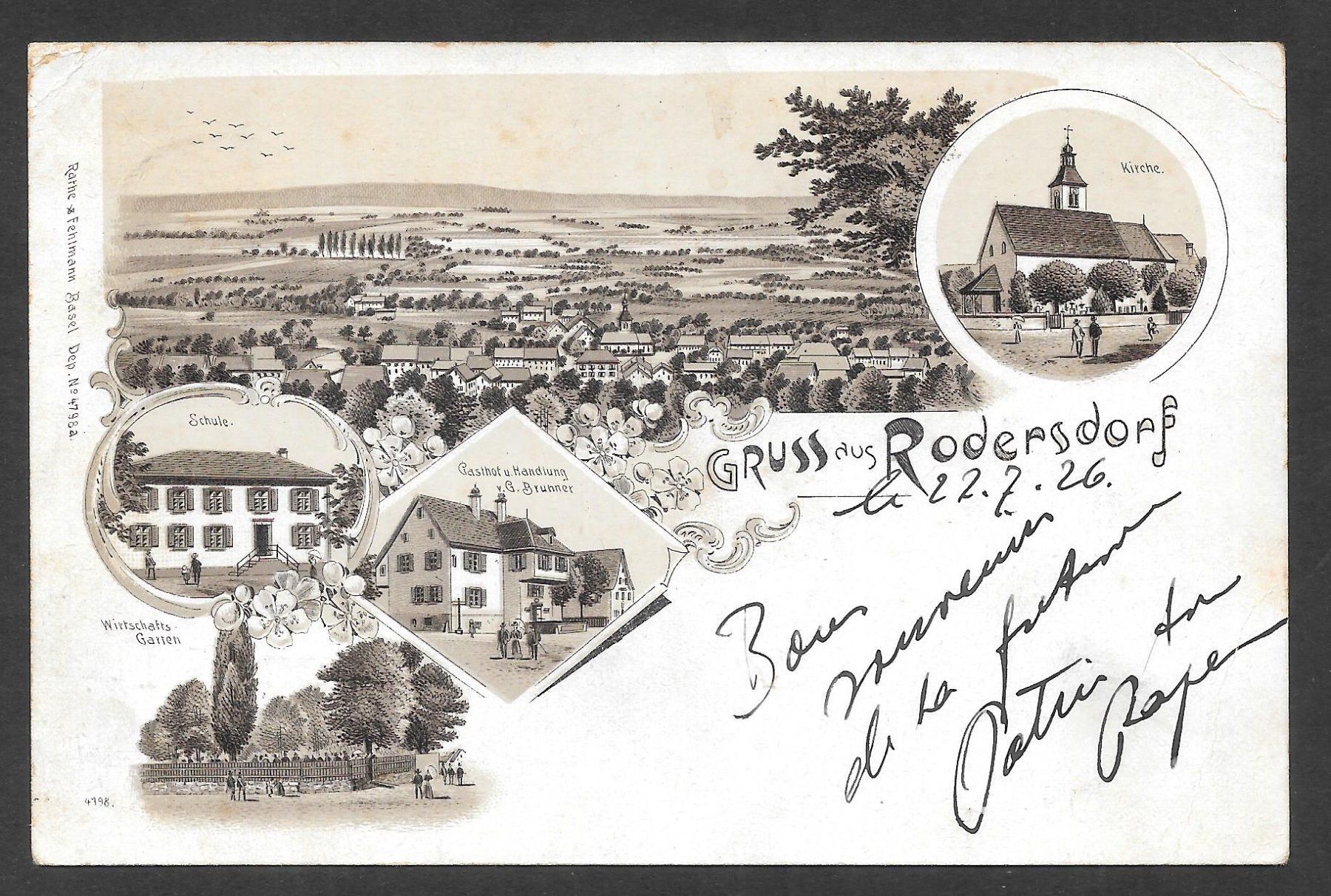 Cartoline postali: Rodersdorf braune Lithografie 5 Bilder – Usato da Olten venduto da clotaldi