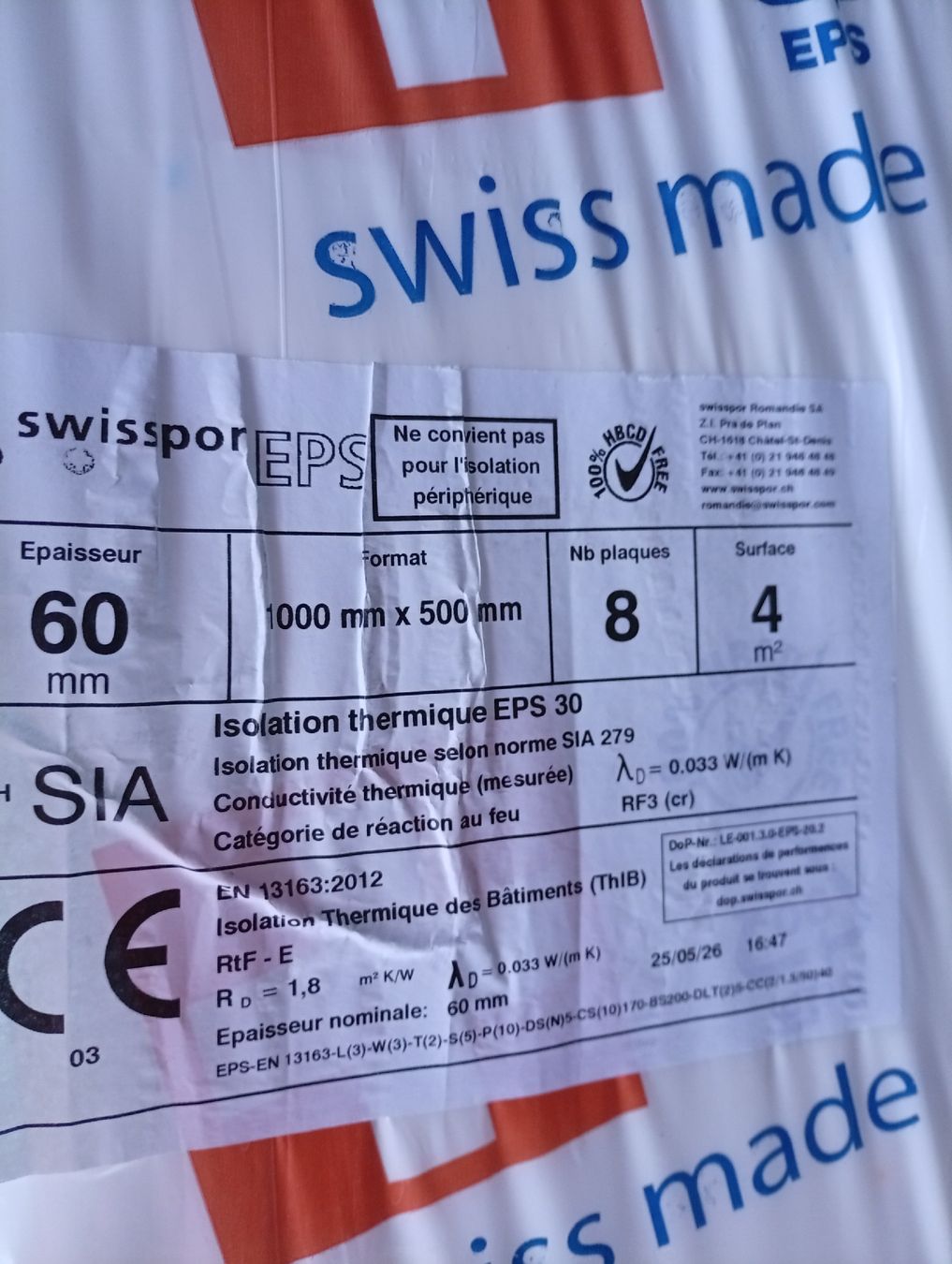 Servierplatten: EPS Isolation thermique 60mm 8 Platten 1Pack. – Neu und originalverpackt aus Naters von Niduz81