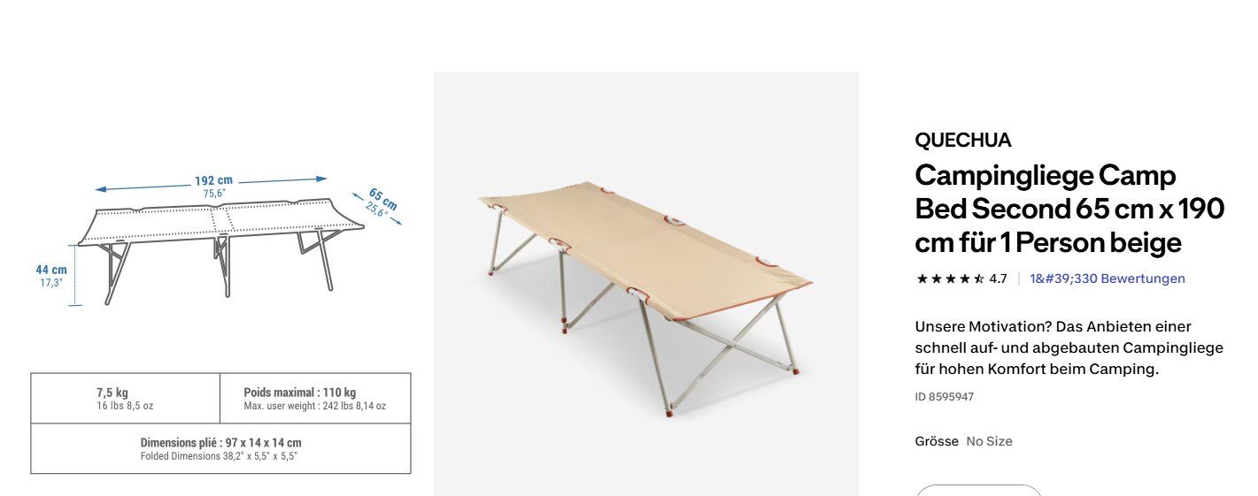 Decathlon Sedie a sdraio: Camping Liege Decathlon – Usato da Steffisburg venduto da Tabou83