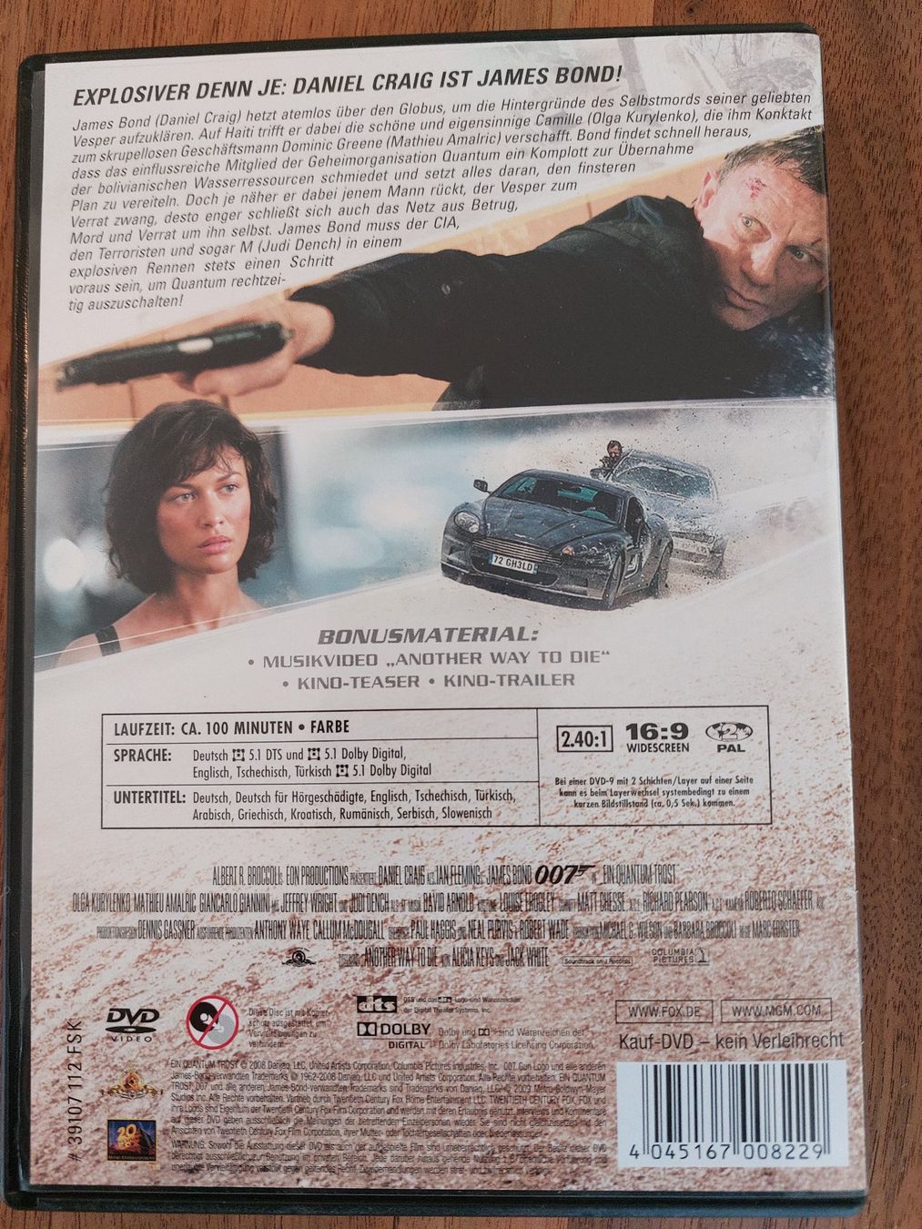 Tutti i DVDs: DVD - James Bond 007 Ein Quantum Trost – Usato da Rheinfelden venduto da FilmAuktion 1