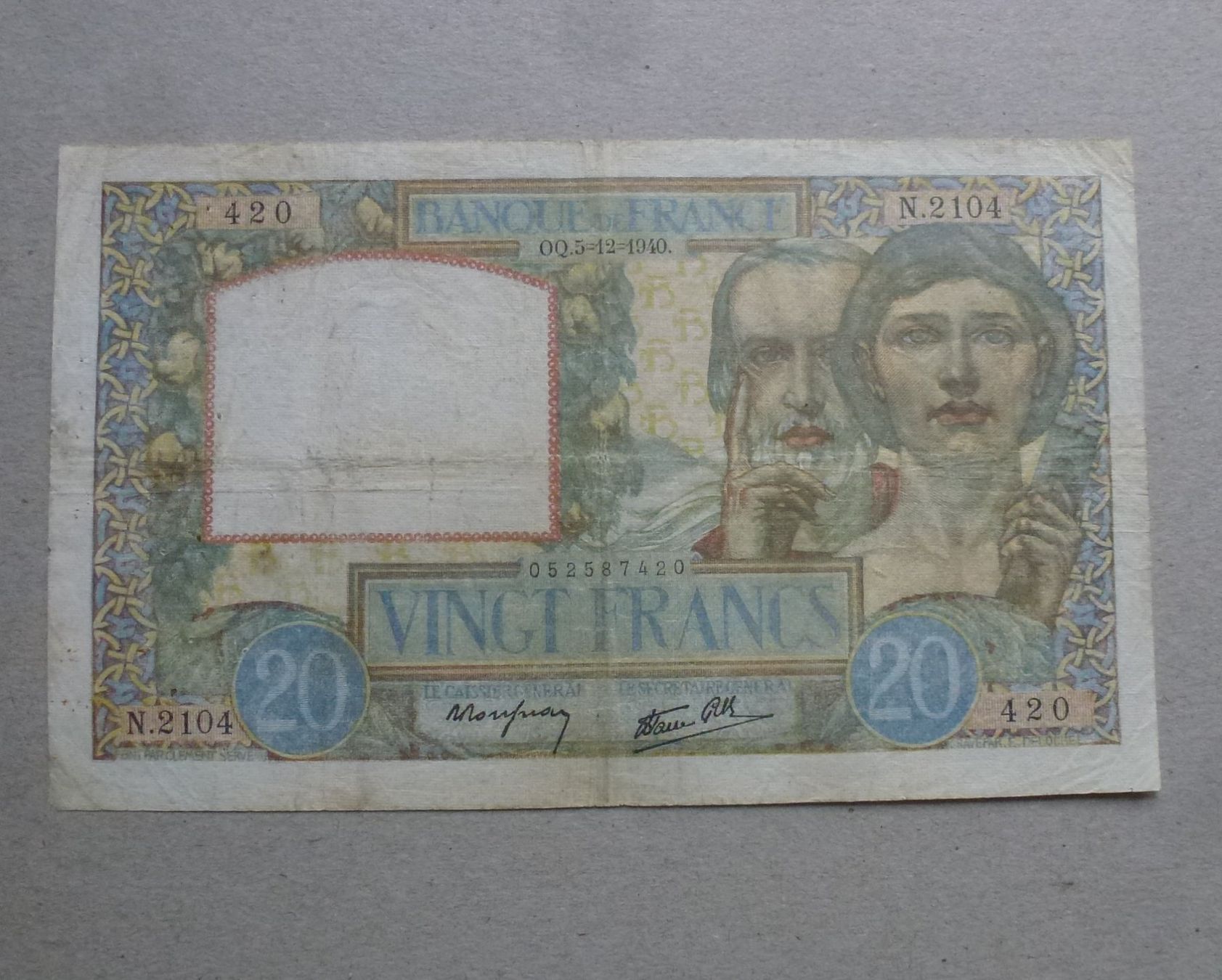 Billets de banque: Frankreich ++ 20 Francs 1940 – D'occasion à Walkringen par Casablanca777