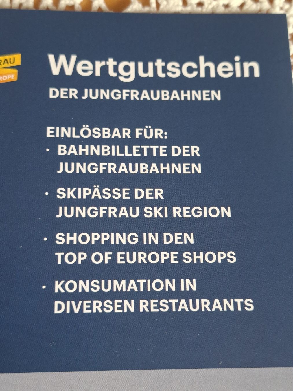 Buoni: Wert Gutschein der Jungfraubahnen – Nuovo (secondo la descrizione) da Basel venduto da mabu46 2