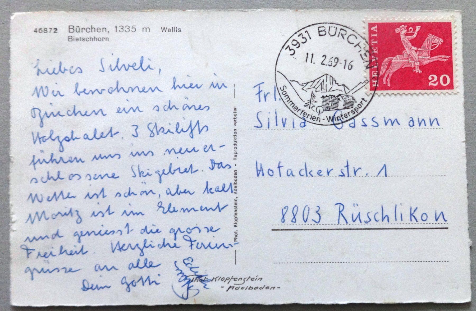 Cartes postales: Bürchen, 1335 m, Bietschhorn – D'occasion à Fétigny par Billy2miny 1