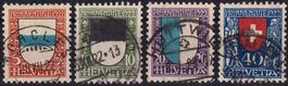 1922, Pro Juventute "Wappen" Nr. J21-24, Serie gestempelt.
