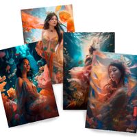 Japanische Geisha DS0278 ⚡️ Set mit 4 Kunstdrucken à 20x30cm