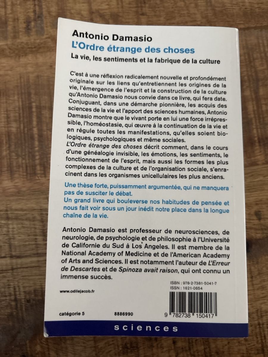 Libri: Antonio Damasio : l’ordre étrange des choses – Nuovo (secondo la descrizione) da Corserey venduto da ter_dhy6 1