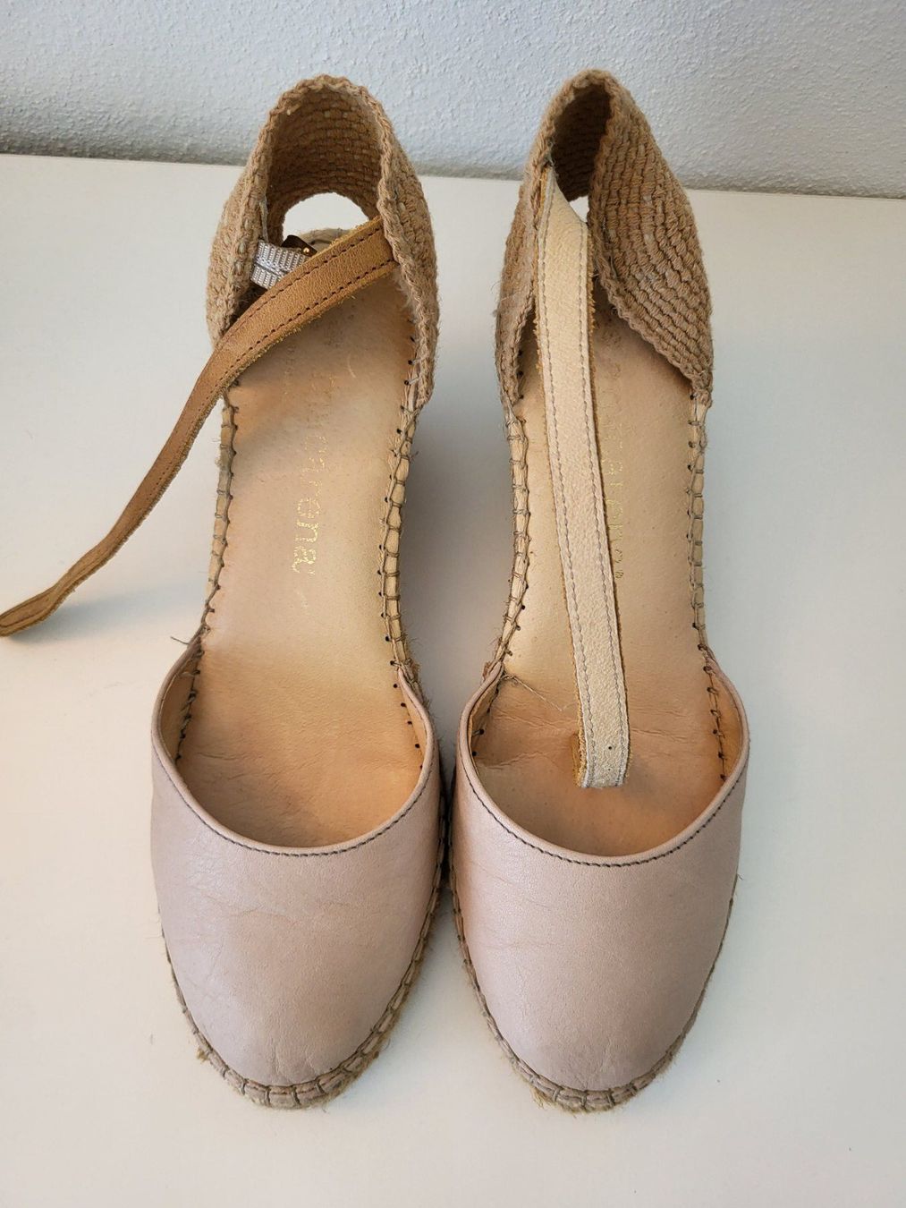 Damenschuhe: Espadrilles Damen Macarena, Gr. 39 - Beige, Leder – Gebraucht aus Baar von clar6