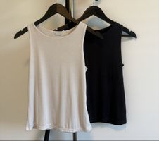 Lot 2 débardeurs M crème & noir – été ☀️