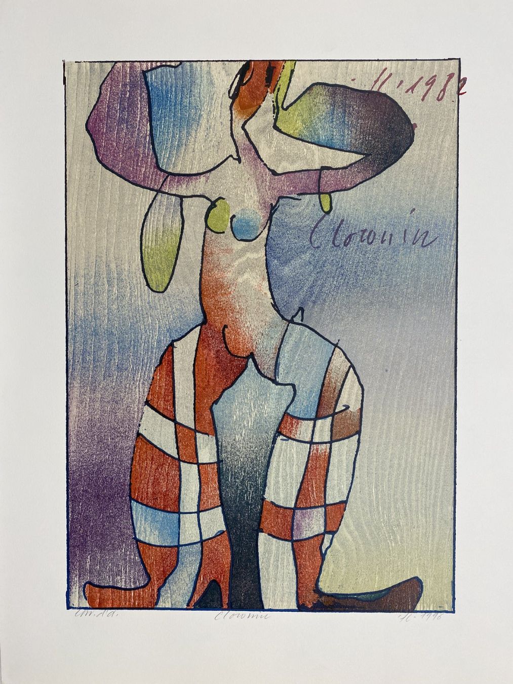 Xilografie: Franz Eggenschwiler : Hlzschnitt "Clownin" 1996 – Nuovo (secondo la descrizione) da grenchen venduto da Belarte