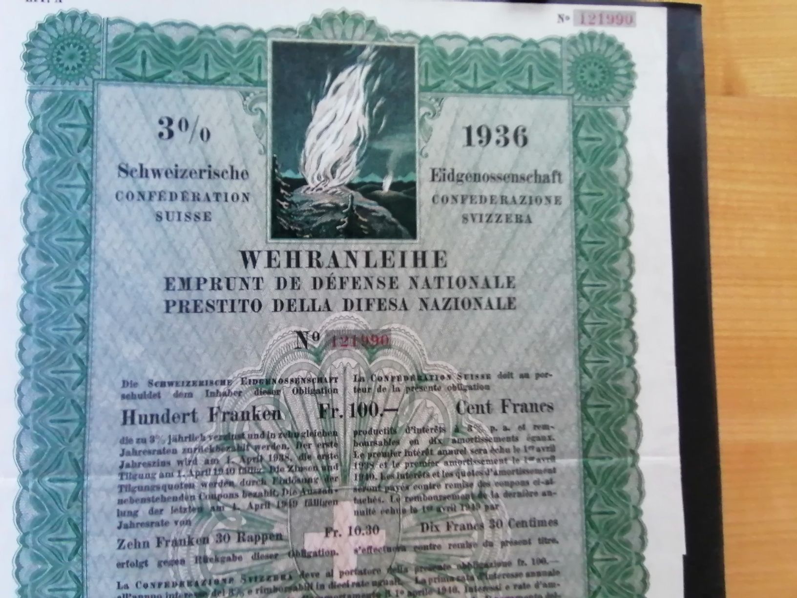 Documenti: Schweizerische Eidgenossenschaft 1936     WEHRANTEILE – Usato da Werthenstein venduto da Marsche1 3
