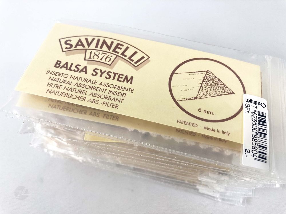 SAVINELLI Balsa-Filter 6 Mm – 100 Stück Packung, Für Pfeifen, Absorbiert Feuchtigkeit & Kondensat