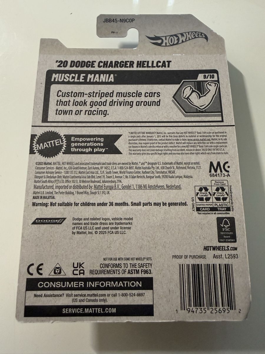 Hot Wheels Modellini d'auto: Hot Wheels '20 Dodge Charger Hellcat, Lila 1:64 – Nuovo e nell'imballaggio originale da Sutz venduto da mtechcab 2