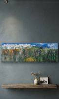 Gemälde Alpenlandschaft mit Wald,handmade 40×120