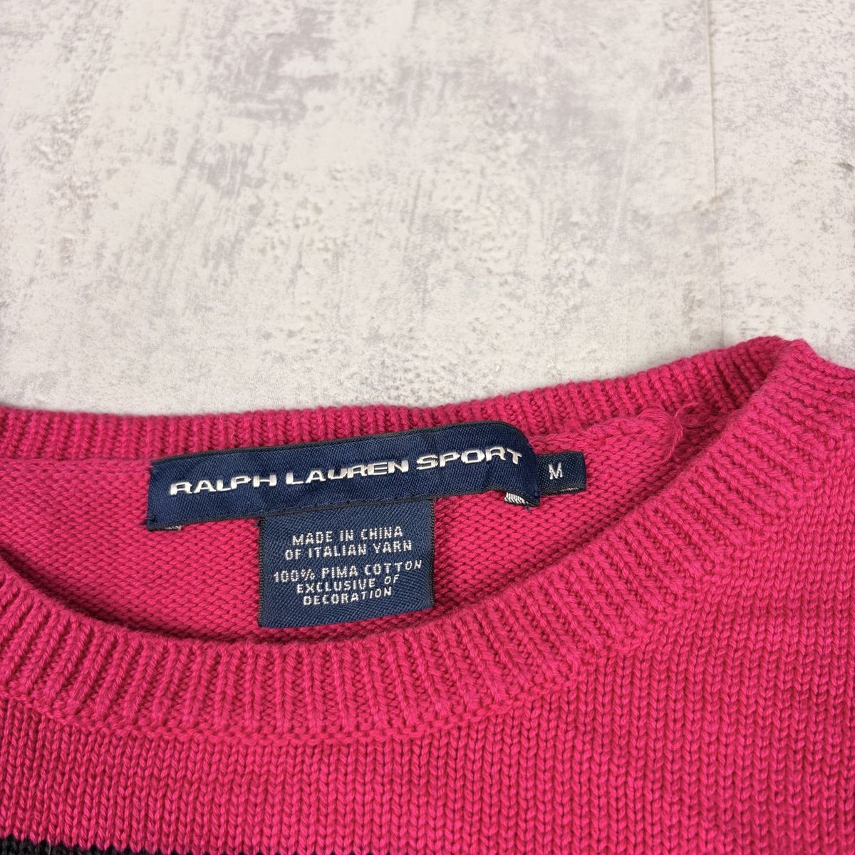 Ralph Lauren Maglioni & Felpe: Pull Ralph Lauren Sport rayé rose et noir - Taille M – Nuovo (secondo la descrizione) da Neuchâtel venduto da aliceguins 3