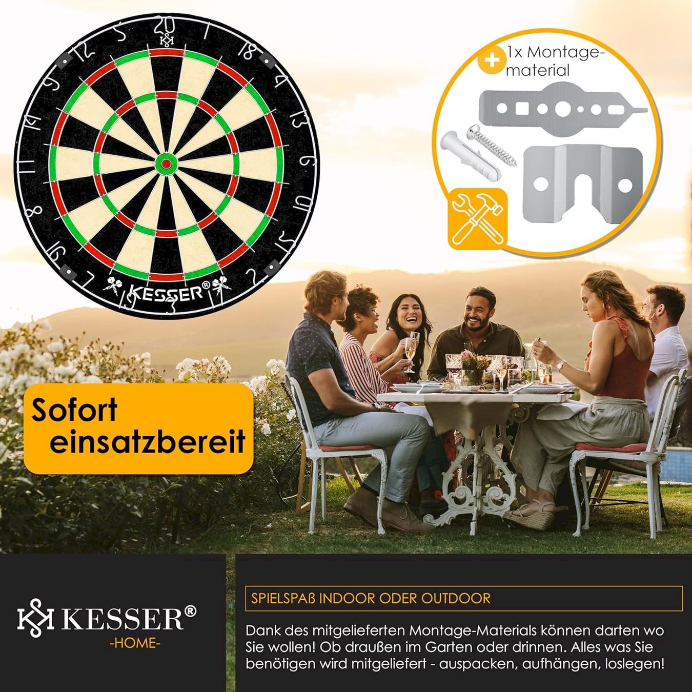Freccette: KESSER Dartscheibe Steeldarts SET – Nuovo e nell'imballaggio originale da Bottighofen venduto da zaap 5