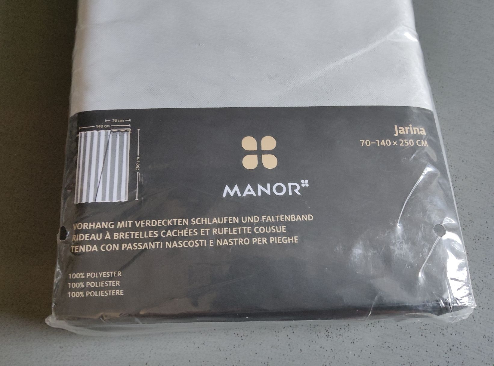 Manor Vorhänge: NEU " HELL - Grauer VORHANG / MANOR – Neu und originalverpackt aus Minusio von Todesca 2