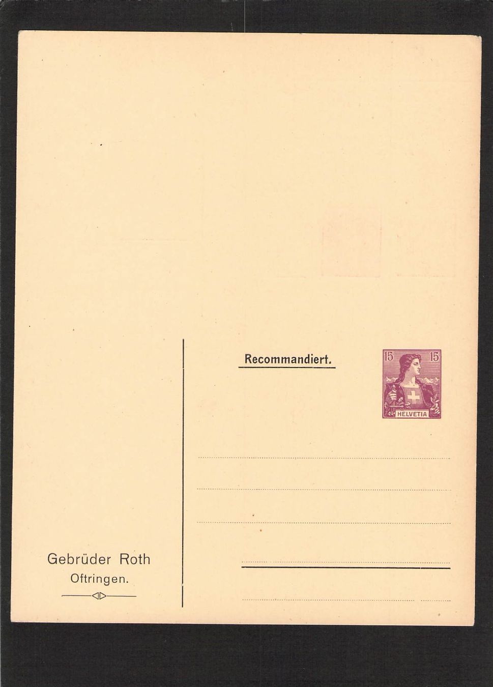Alle Briefmarken: PR - GS Doppelpostkarte Gebrüder Roth Oftringen – Gebraucht aus Reichenburg von Pipo-67 1