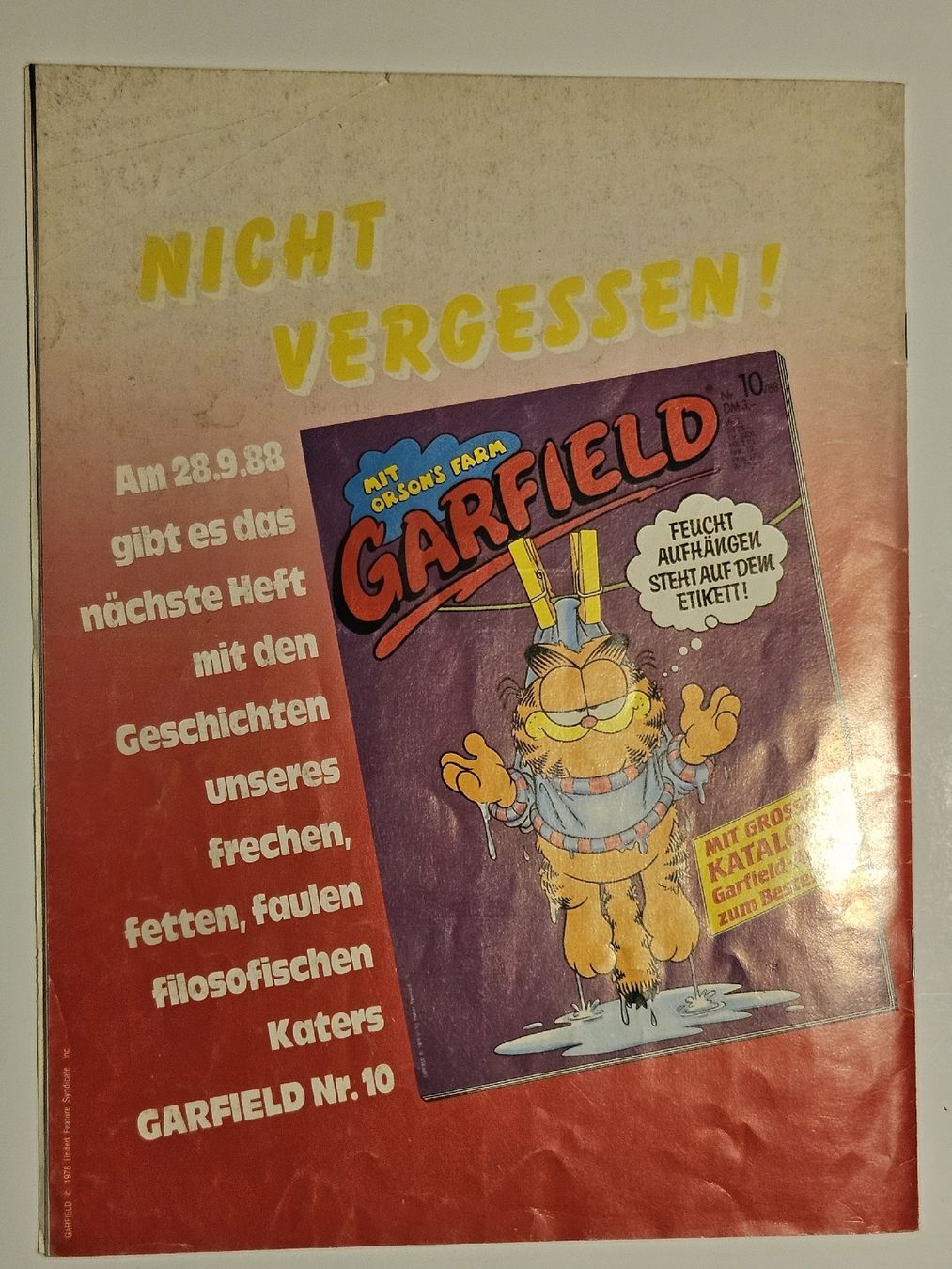 Fumetti: Garfield Comic Nr. 10/88, #WT18 – Usato da Oberdorf BL venduto da BaldenEagle 3