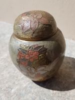 Vintage Messing Vase Emaille Cloisonne Deko 10X9 cm INDIA