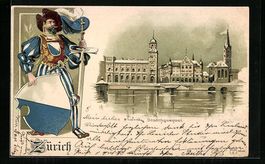 Präge-AK Zürich, Stadthausquai, Wächt