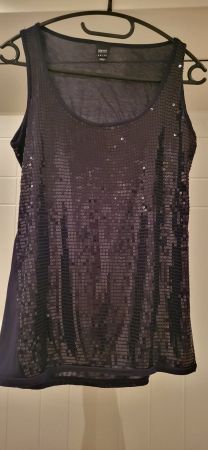 Esprit Pailletten Top, Gr. L, Dunkelgrau - ideal für die ...