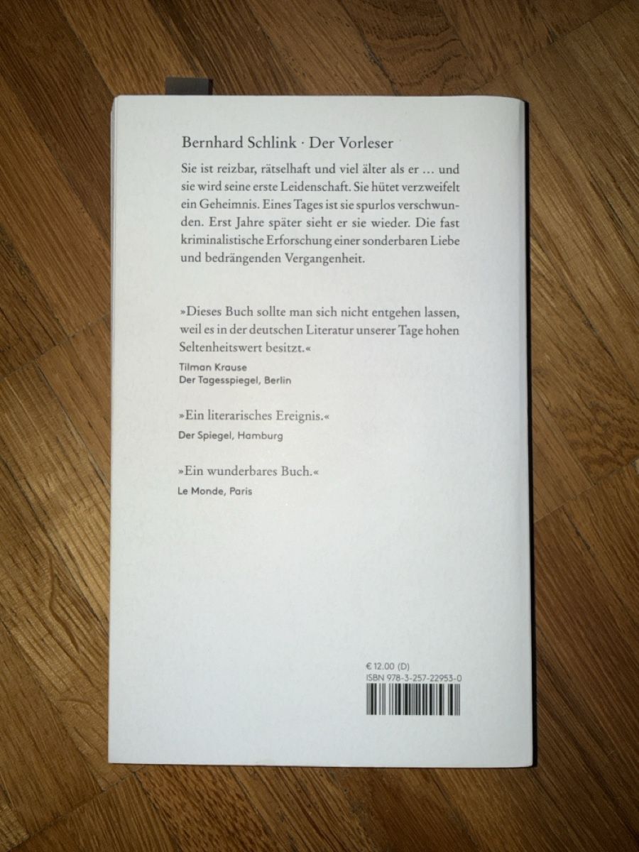 Libri: Bernhard Schlink: Der Vorleser – Usato da Horgen venduto da anisa1985 1