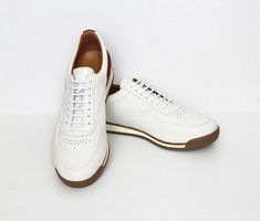 John Lobb PORTH Luxus Leder Sneaker Weiss Rot 43.5 (UK 9.5)