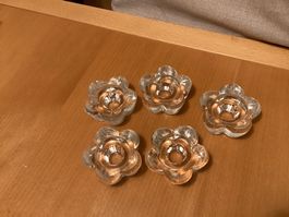 5 Teelichthalter Kerzenhalter Blumenform Glas gebraucht