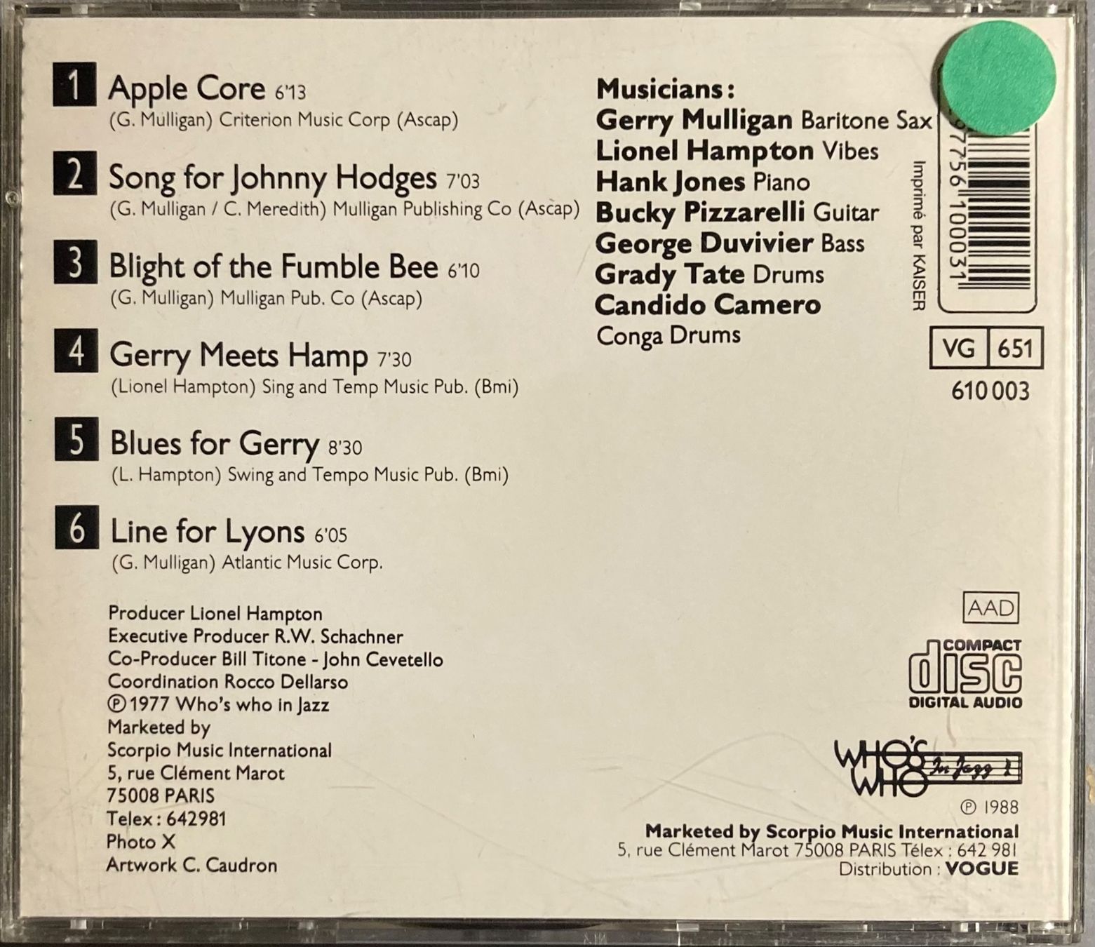CDs: GERRY MULLIGAN - GERRY MEETS HAMP – D'occasion à Poliez-Pittet par Newtown-Records 1