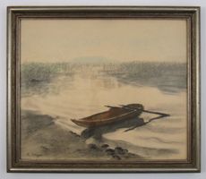 August Jaeger  (1881-1954) - Ruderboot, Bielersee & Jolimont