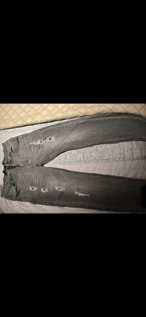 Jeans gris délavés, taille 32, style usé, parfait pour l'été