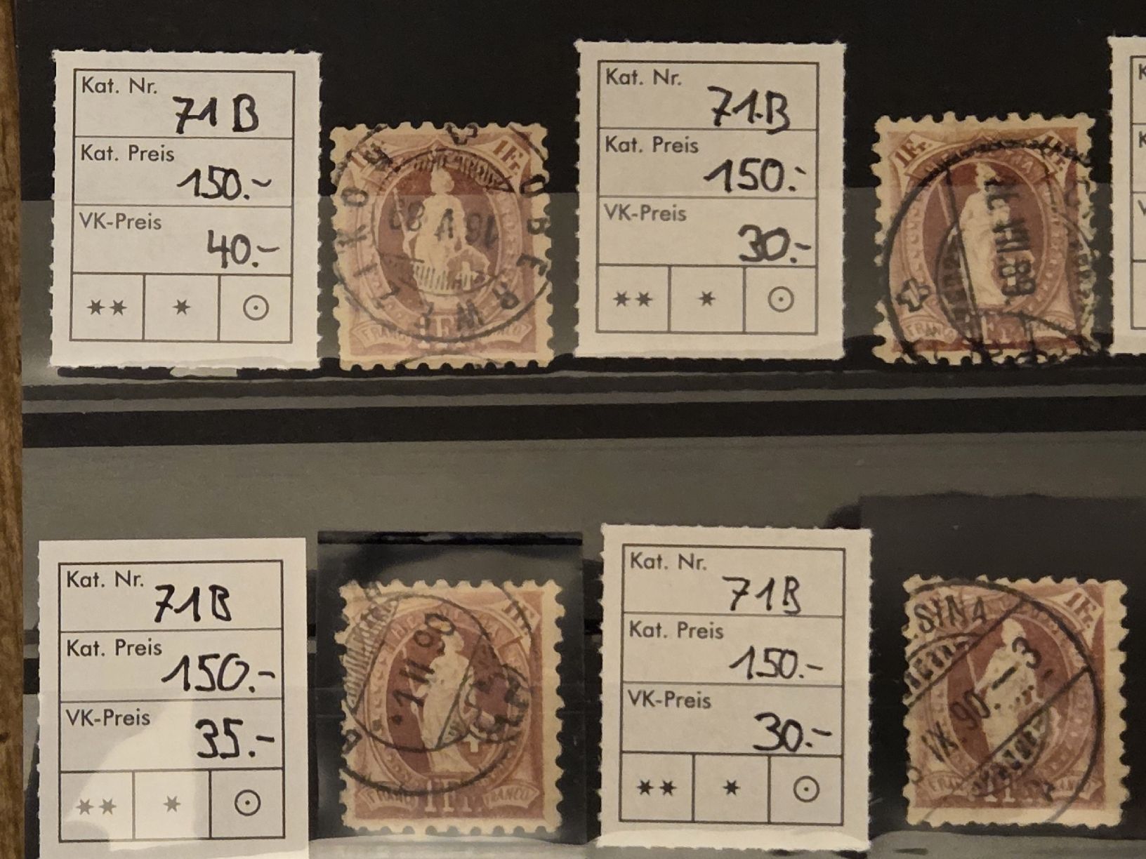 Tutti i francobolli: 12mal 71B Kat. 1800.- – Usato da Wangen venduto da Abartix 1