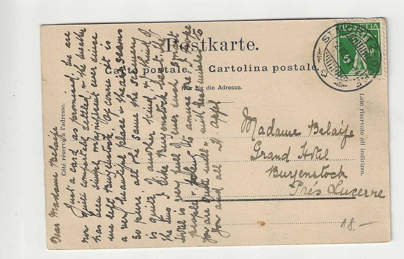 Cartoline postali: Thusis, 1913 – Usato da Spiez venduto da Niesen20 1