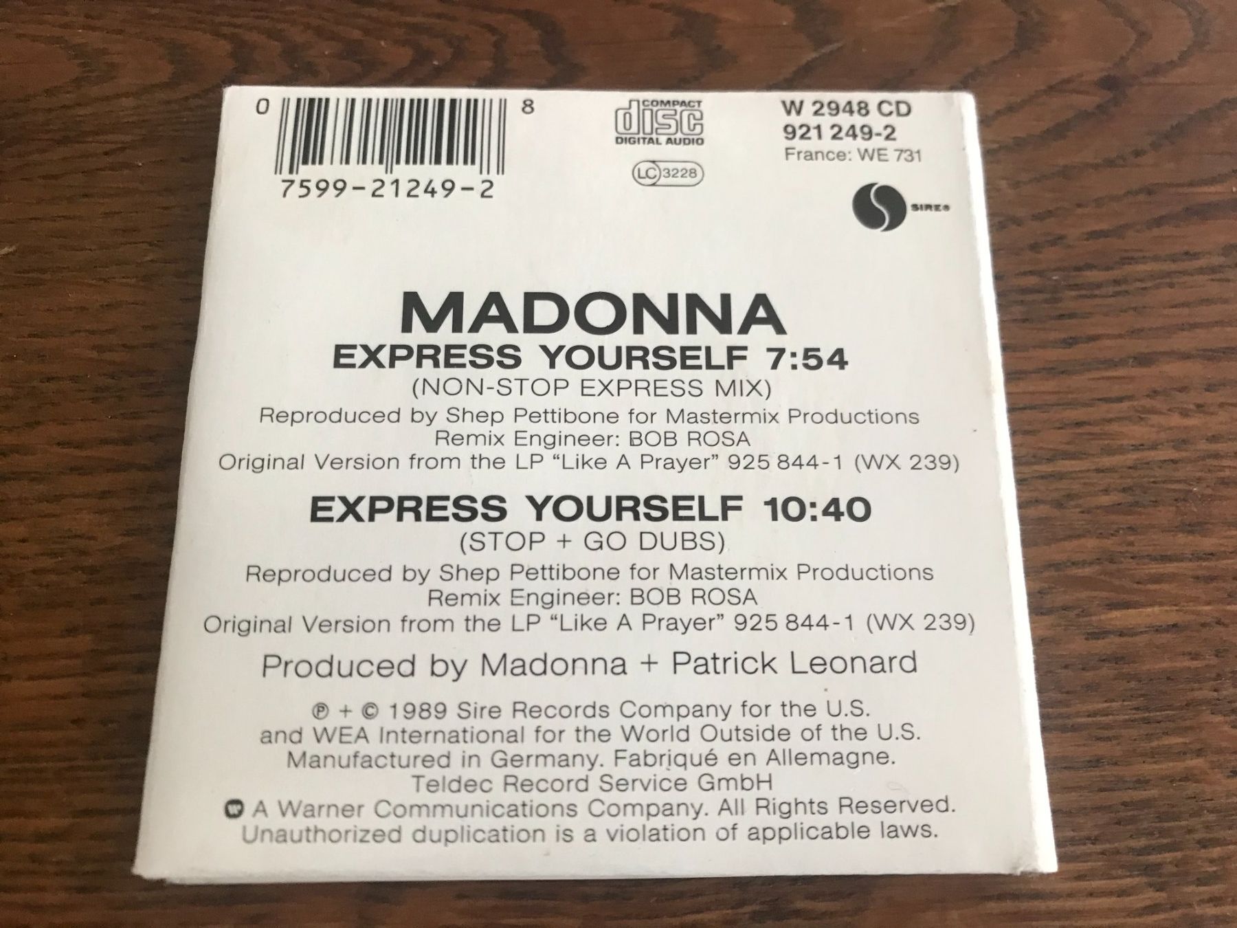 CD: MADONNA - Express Yourself - Mini Single CD – Usato da Buchs AG venduto da Archie 2