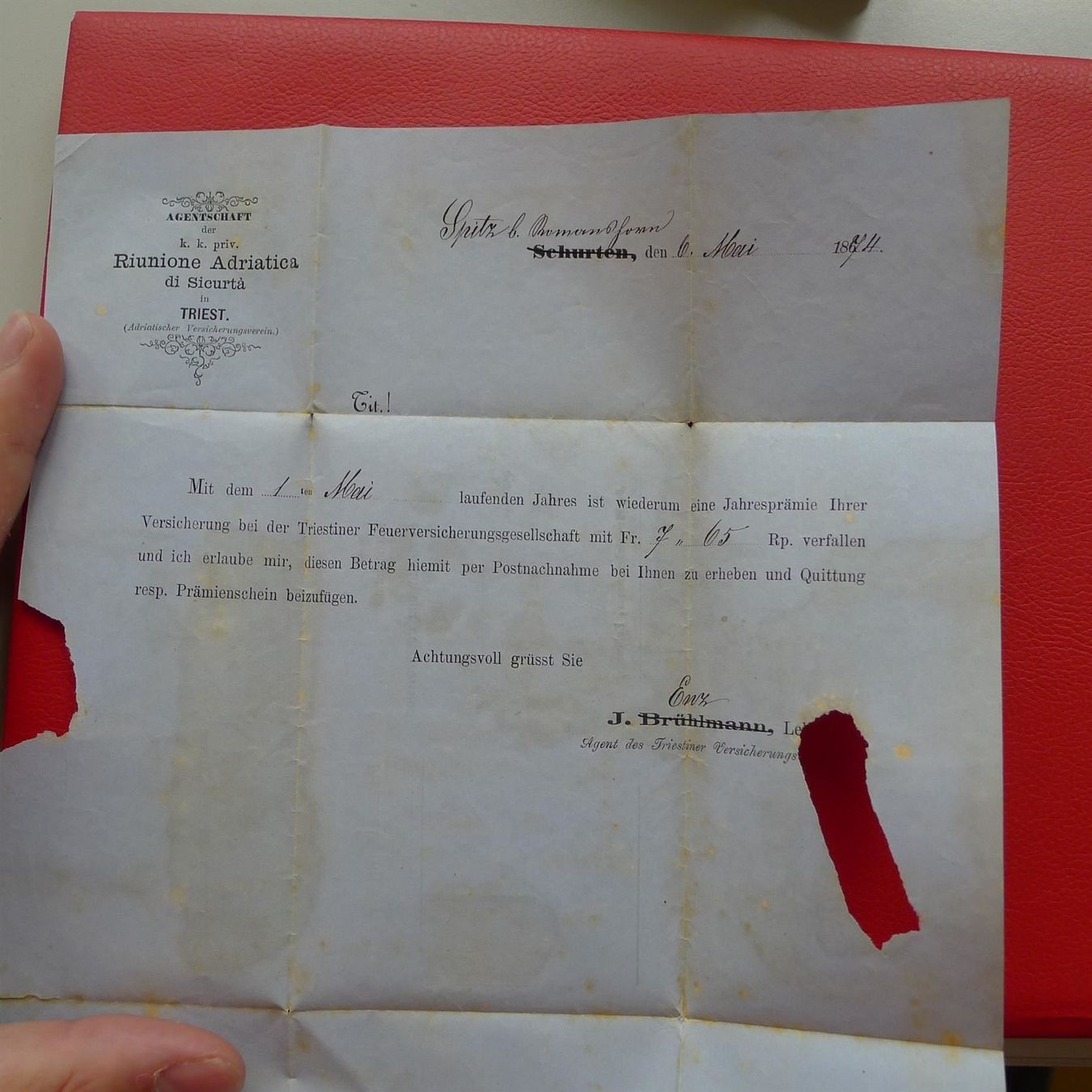 Tutti i francobolli: 1874: Nr.32 auf "Forwarded" BELEG von TRIEST/ROMANSHORN – Usato da Sursee venduto da Luzernerraute 3