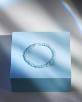 Elastisches Armband aus Aquamarin mit 925 Silber