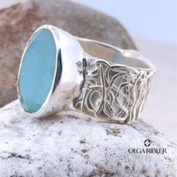 Statement Silber Ring 925 mit Aquamarin Grösse 60