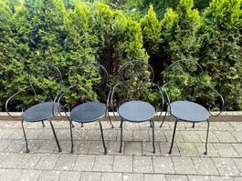 4 Bistro Gartenstühle Metall schwarz Rundsitz
