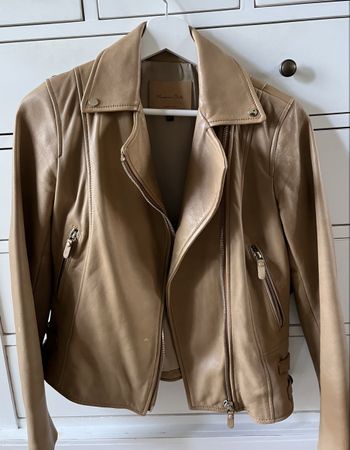 Massimo Dutti Lederjacke XS Beige✨