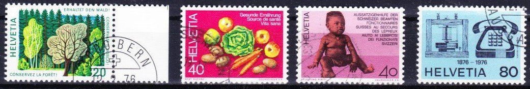 Tutti i francobolli: Série 4 Timbres - Suisse - 1976 - Obl. – Usato da Blonay venduto da FRSU
