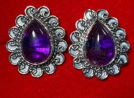 orientalische Silber Ohrstecker mit Amethyst