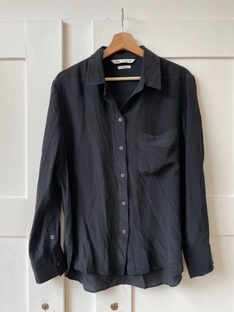 ZARA Seidenbluse schwarz, Gr. L, 100% Seide