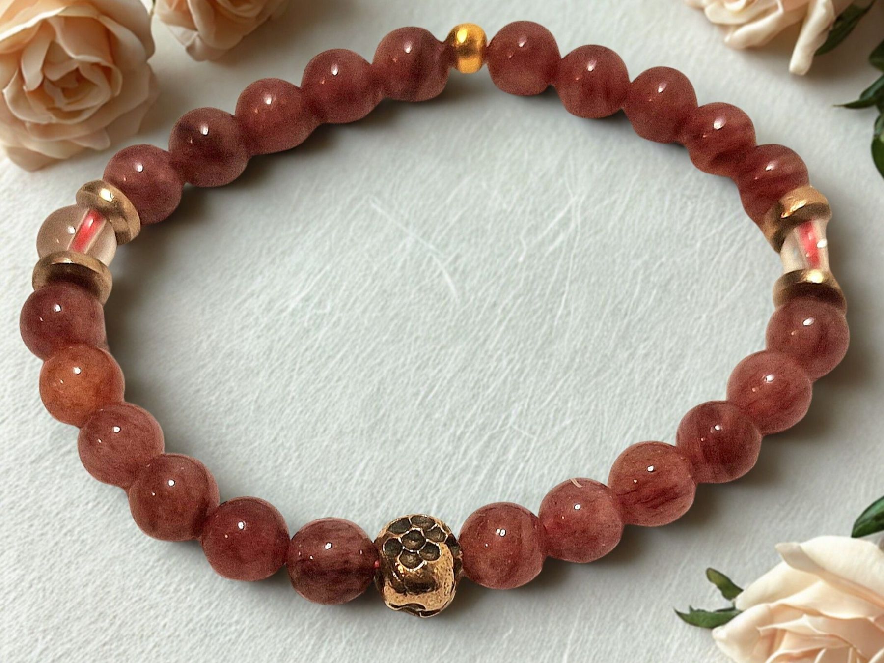 Bracelets: Armband Erdbeerquarz & Bronze. 15cm. – Neuf avec emballage d'origine à Aarau par Schmuckhoehle_MD 1