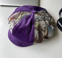 Retro patchwork beret cap Lila - Casquette béret